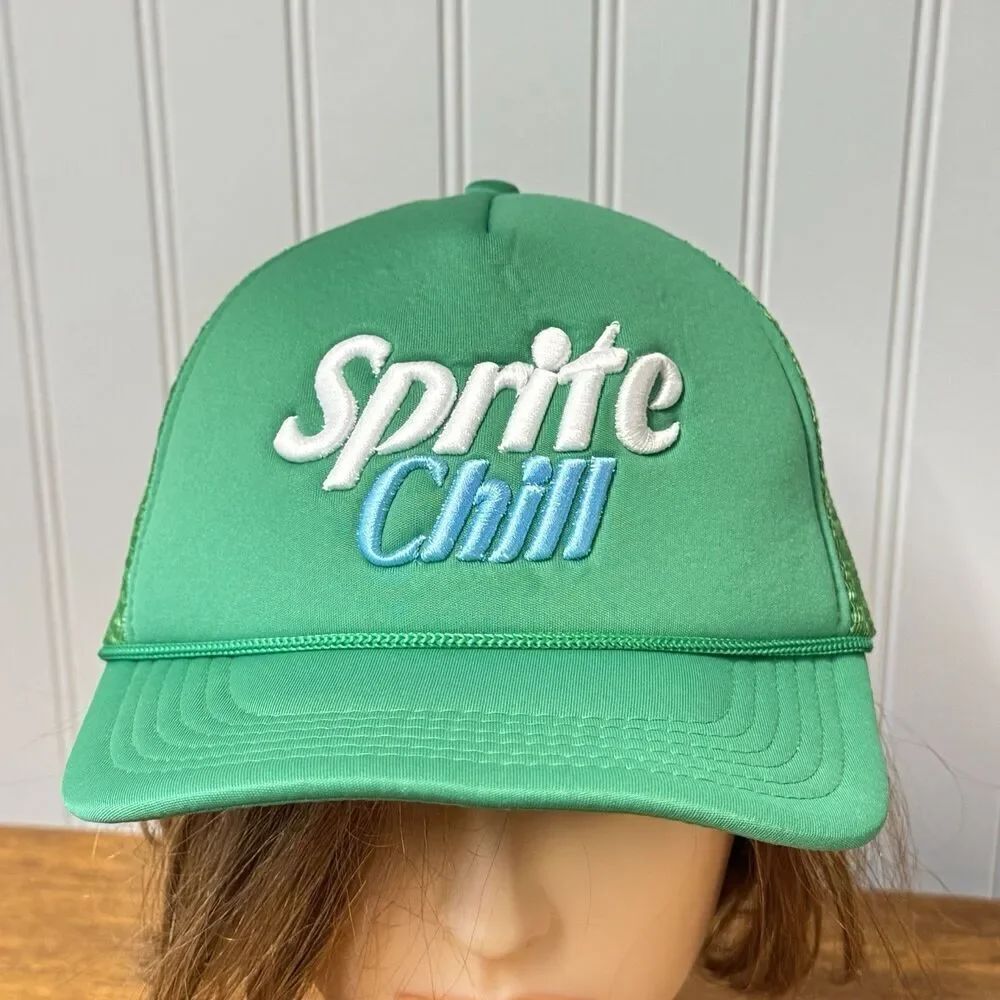 Sprite Chill Adult Unisex Green Trucker Rope Hat Mesh Cap Adjustable Embroidered